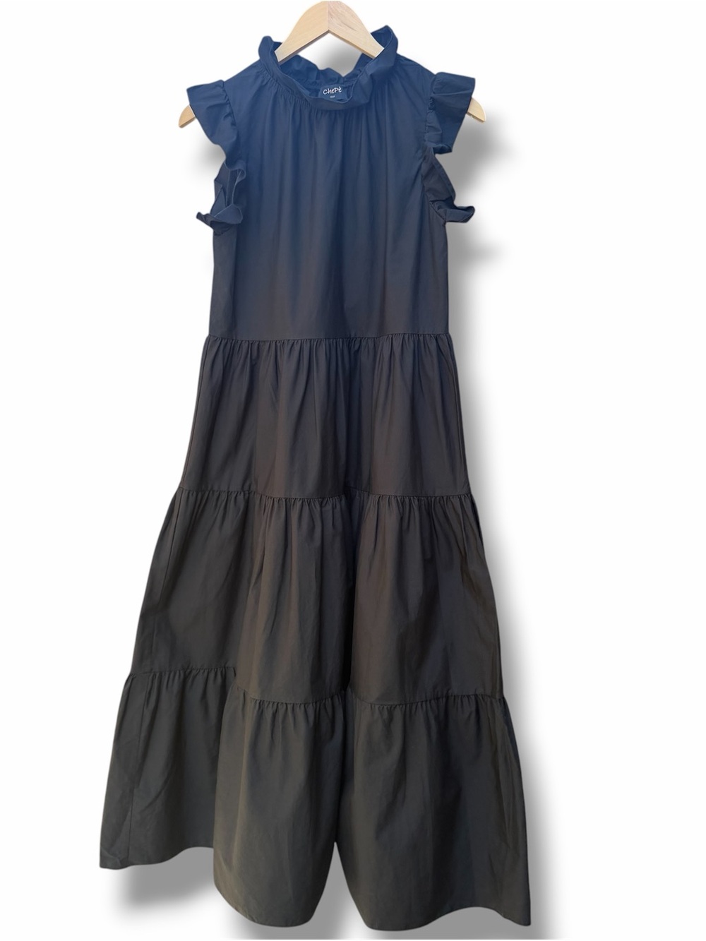 Chepe Italy Black Tiered Poplin Ruffle Sleeve Dress Sz- S Dark Cottagecore - Picture 9 of 14